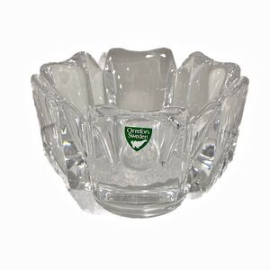 Orrefors Sweden Crystal Lars Hellsten Corona Clear 4.5" Bowl Collectible Gift